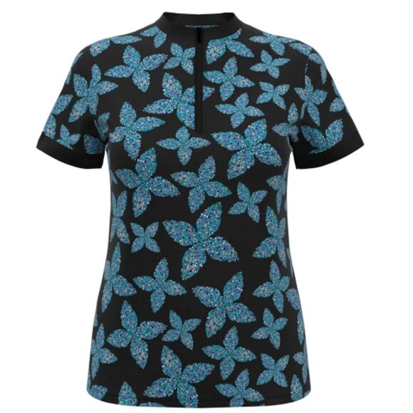 BEN HOGAN Tops - NWT BEN HOGAN WOMEN'S PIXEL FLORAL SUN POLO POLYESTER GOLF TOP MEDIUM MSRP $45